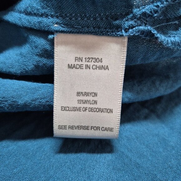 John Mark Tunic Top Women's Plus Size 2X Teal Lace  Relaxed Fit Blue (38) - Picture 9 of 10